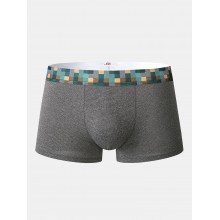 Mens Solid Thin Breathable Modal Crotch Patchwork Elastic Waist Home Comfy Boxers