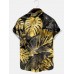 Men's Hawaiian Gold Tropical Plant Short Sleeve Shirt