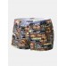 Mens Printing Ice Silk Cotton U Convex Pouch Breathable Thin Stretch Home Boxers