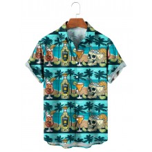 Men's Holiday Skull Cocktail Print Shirt 10778154X