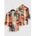 Plaid Series Art Abstract Hand Drawn Square Printing Men's Long Sleeve Shirt