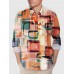 Plaid Series Art Abstract Hand Drawn Square Printing Men's Long Sleeve Shirt