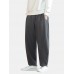 Mens Solid Color Cotton Linen Loose Casual Simple Wide Leg Pants