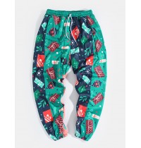 Mens Ugly Christmas Print Patchwork Casual Stylish Jogger Pants