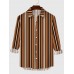 Plaid Series Multi-Color Vertical Stripes Color Matching Men's Long Sleeve Shirt