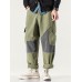 Mens Patchwork Zipper Fly Casual Cotton Cargo Pants With Pocket