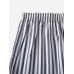 Mens 100  Cotton Basic Striped Breathable Loose Fit Home Lounge Shorts Boxers With Pocket